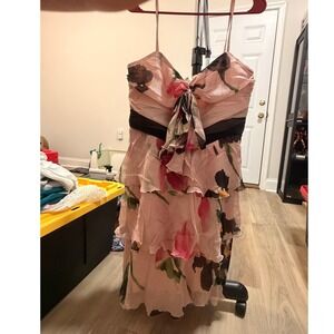 Moschino Cheap and Chic Pink Floral Silk Tiered Ruffle Dress USA 12 Sweetheart